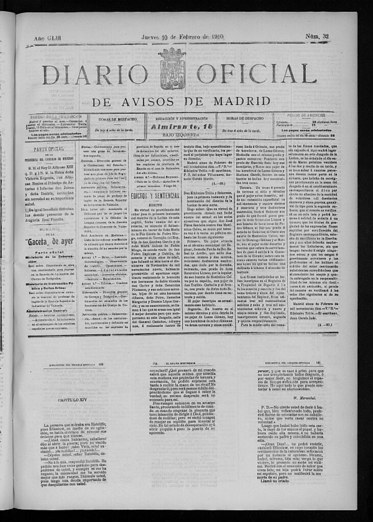Miniatura de Diario Oficial de Avisos de Madrid del 9 de febrero de 1910