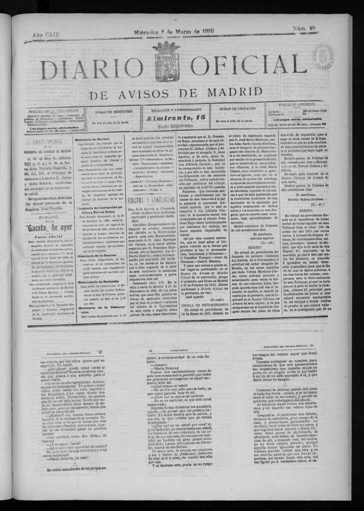Miniatura de Diario Oficial de Avisos de Madrid del miércoles 2 de marzo de 1910