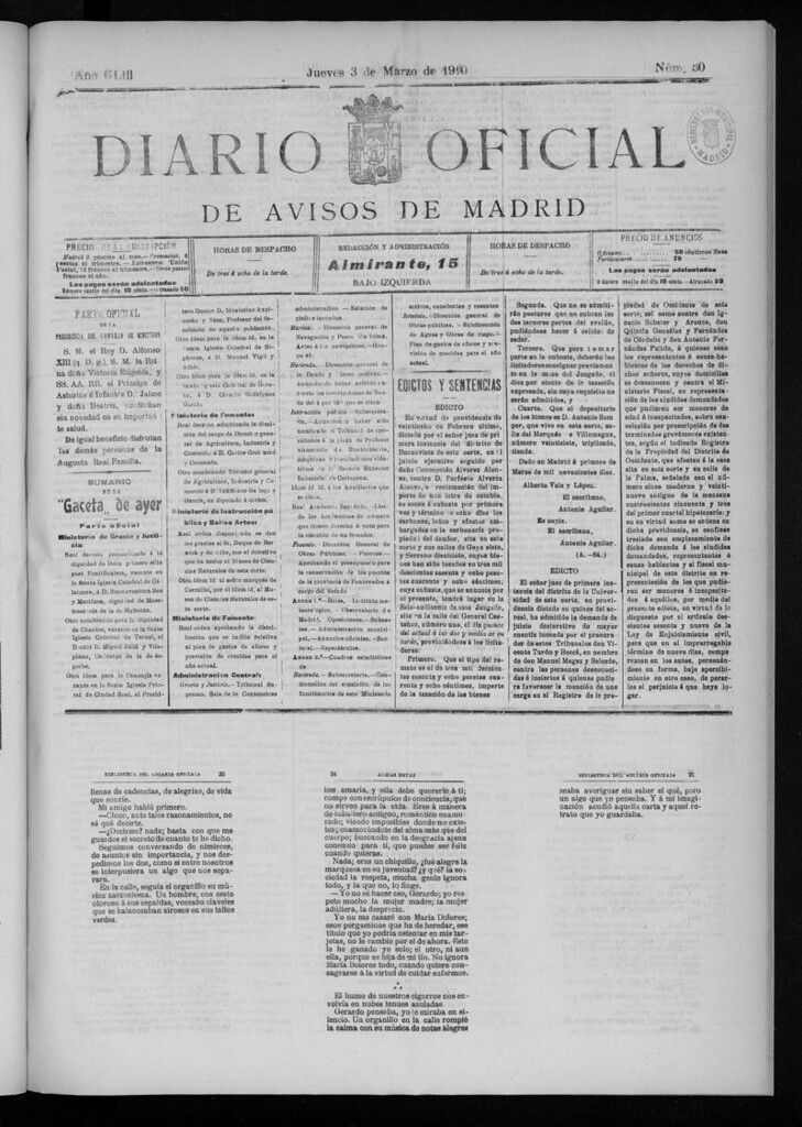 Miniatura de Diario Oficial de Avisos de Madrid del jueves 3 de marzo 1910