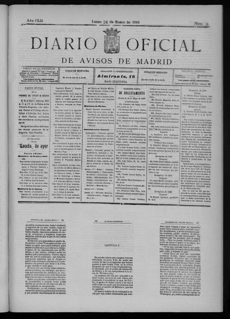 Miniatura de Diario Oficial de Avisos de Madrid del lunes 24 de enero de 1910