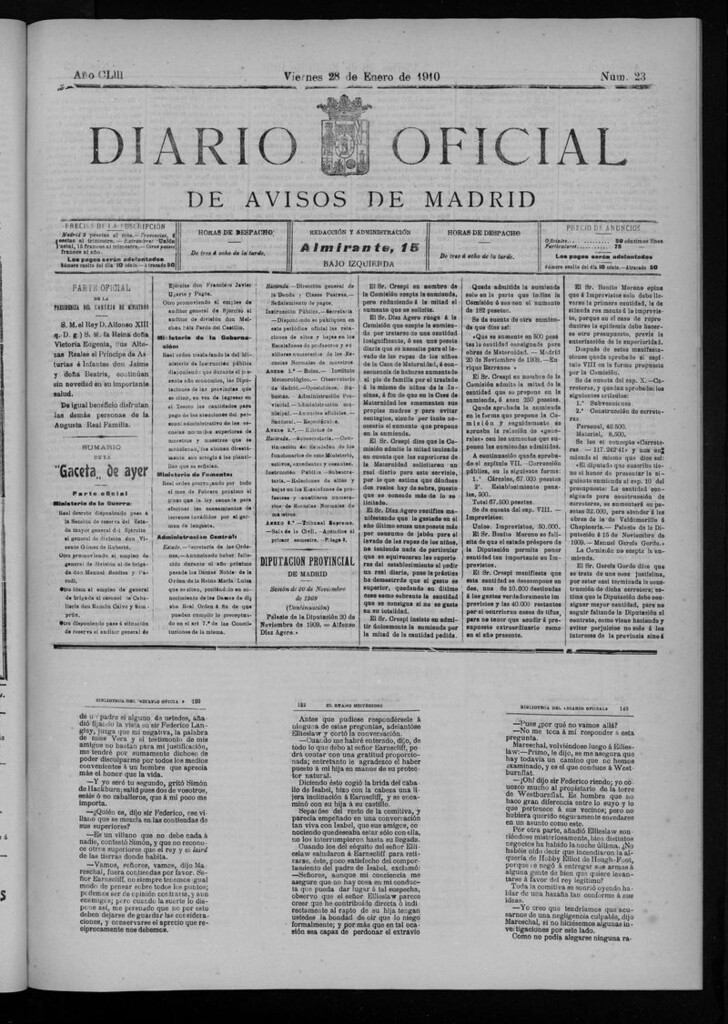 Miniatura de Diario Oficial de Avisos de Madrid del viernes 28 de enero de 1910