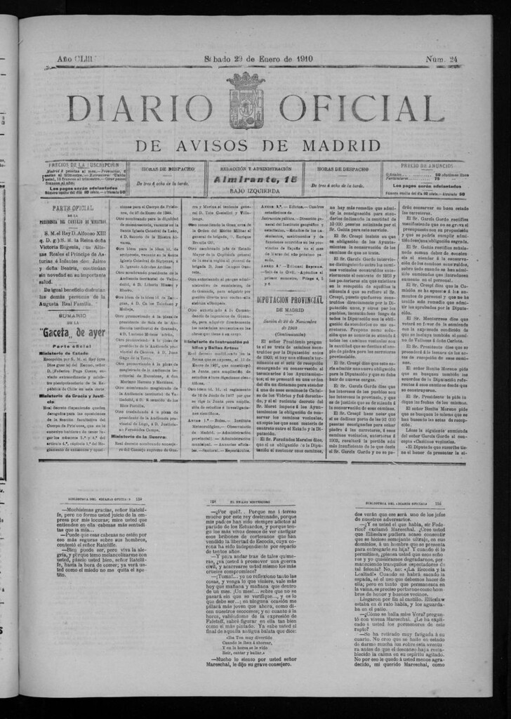 Miniatura de Diario Oficial de Avisos de Madrid del sábado 29 de enero de 1910