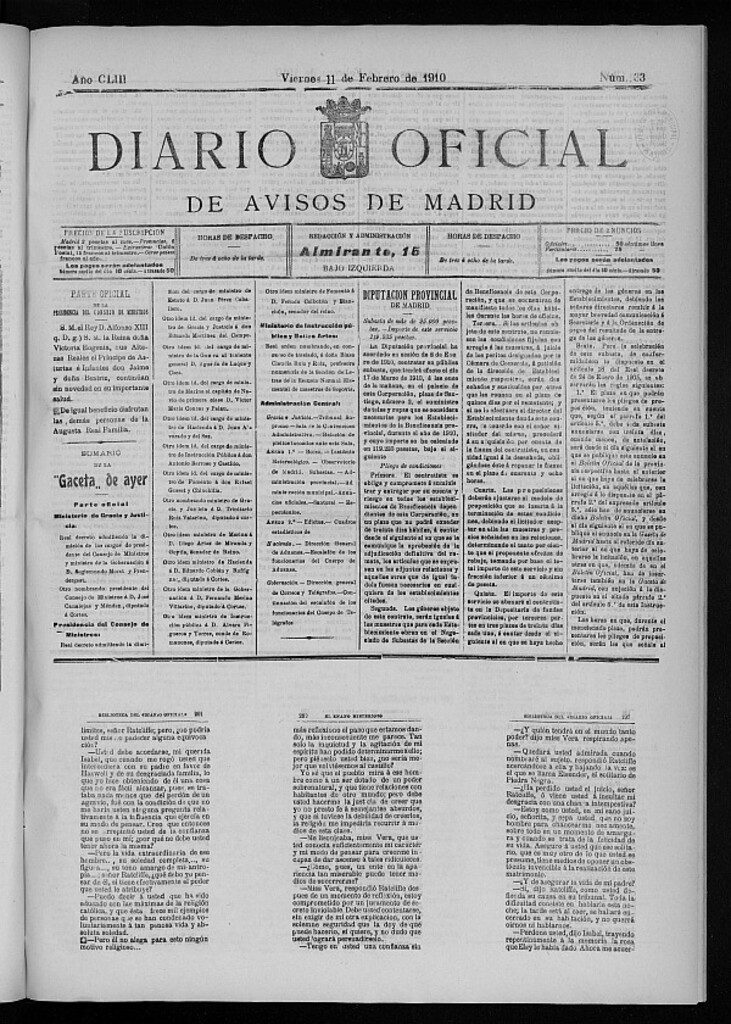 Miniatura de Diario Oficial de Avisos de Madrid del 11 de febrero de 1910