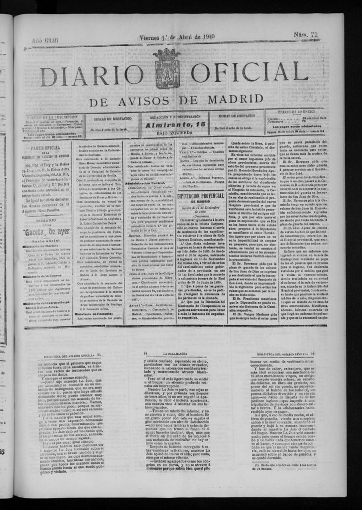 Miniatura de Diario Oficial de Avisos de Madrid del viernes 1 de abril de 1910
