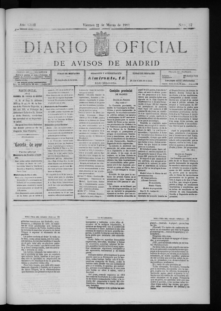 Miniatura de Diario Oficial de Avisos de Madrid del viernes 11 de marzo 1910