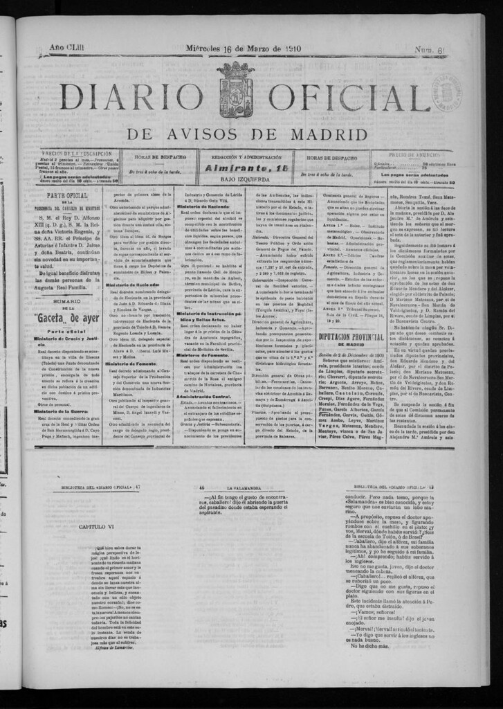 Miniatura de Diario Oficial de Avisos de Madrid del miércoles 16 de marzo 1910