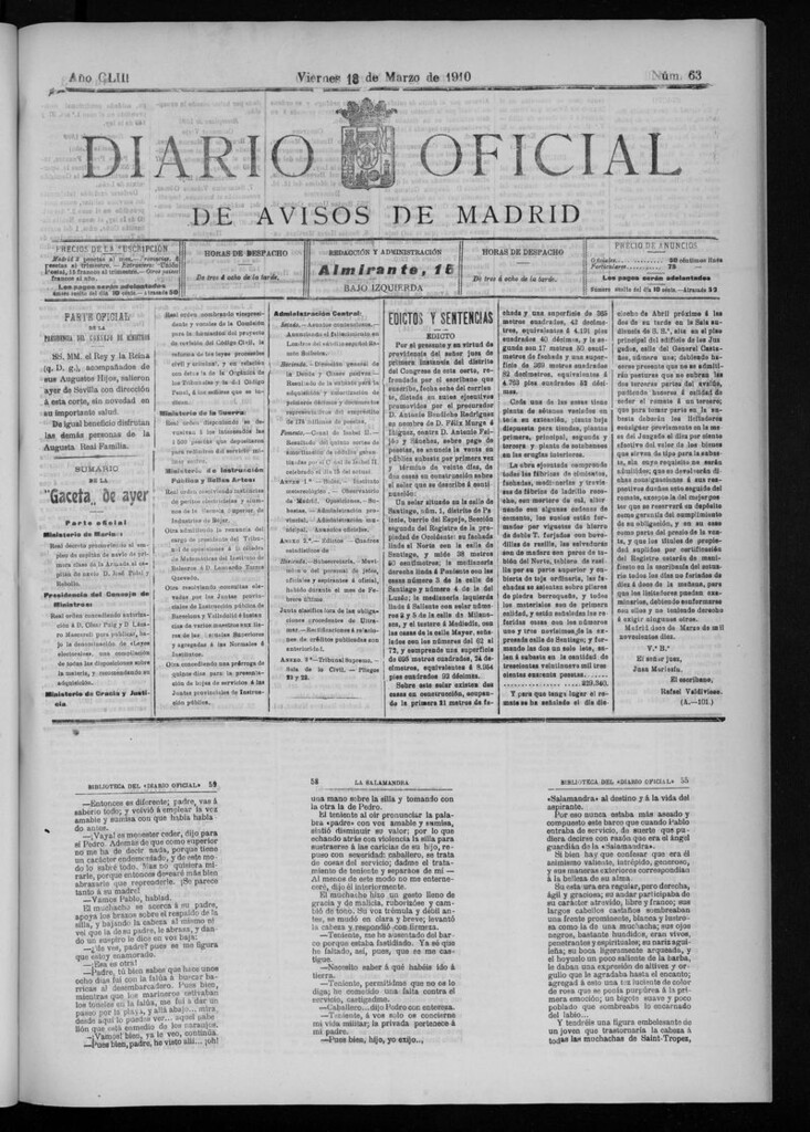 Miniatura de Diario Oficial de Avisos de Madrid del viernes 18 de marzo 1910