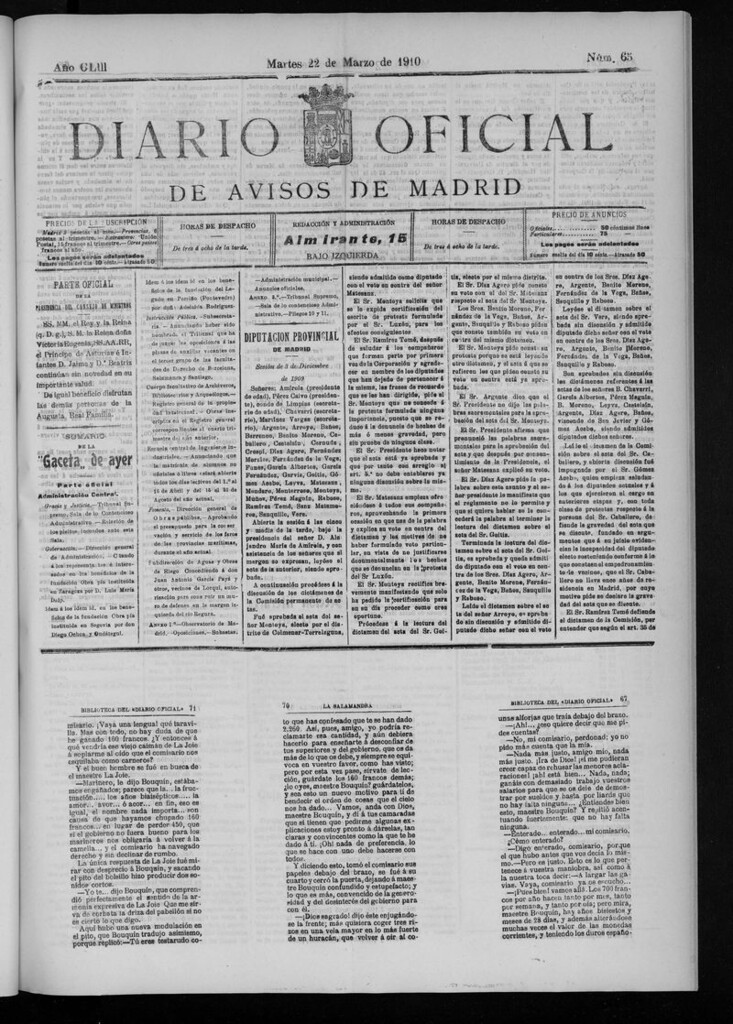 Miniatura de Diario Oficial de Avisos de Madrid del martes 22 de marzo 1910