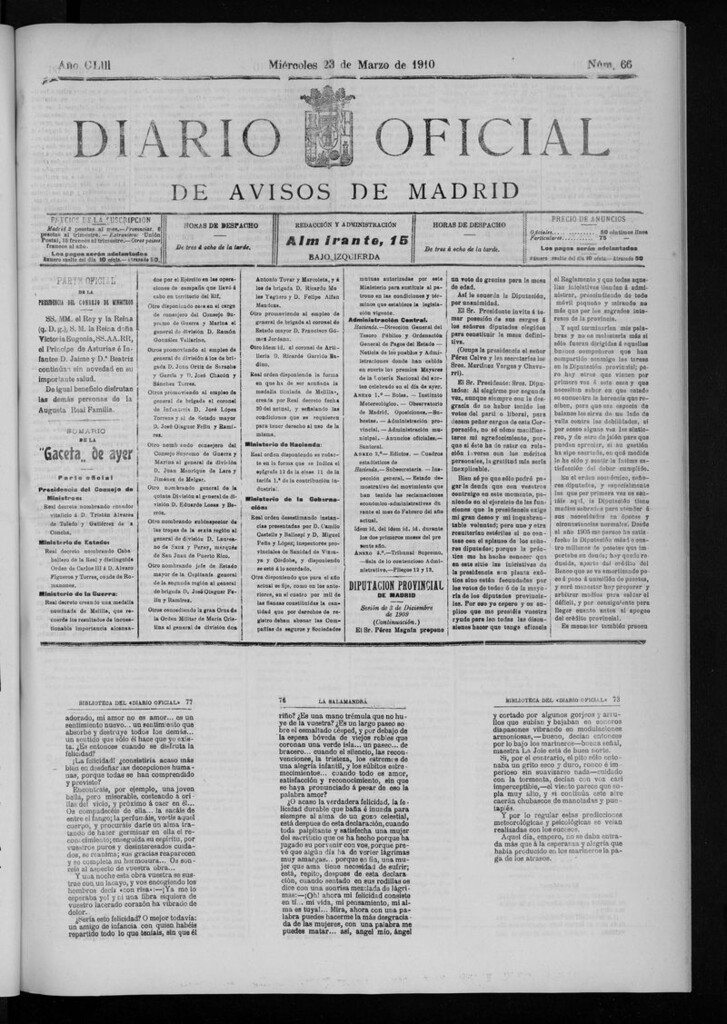 Miniatura de Diario Oficial de Avisos de Madrid del miércoles 23 de marzo 1910
