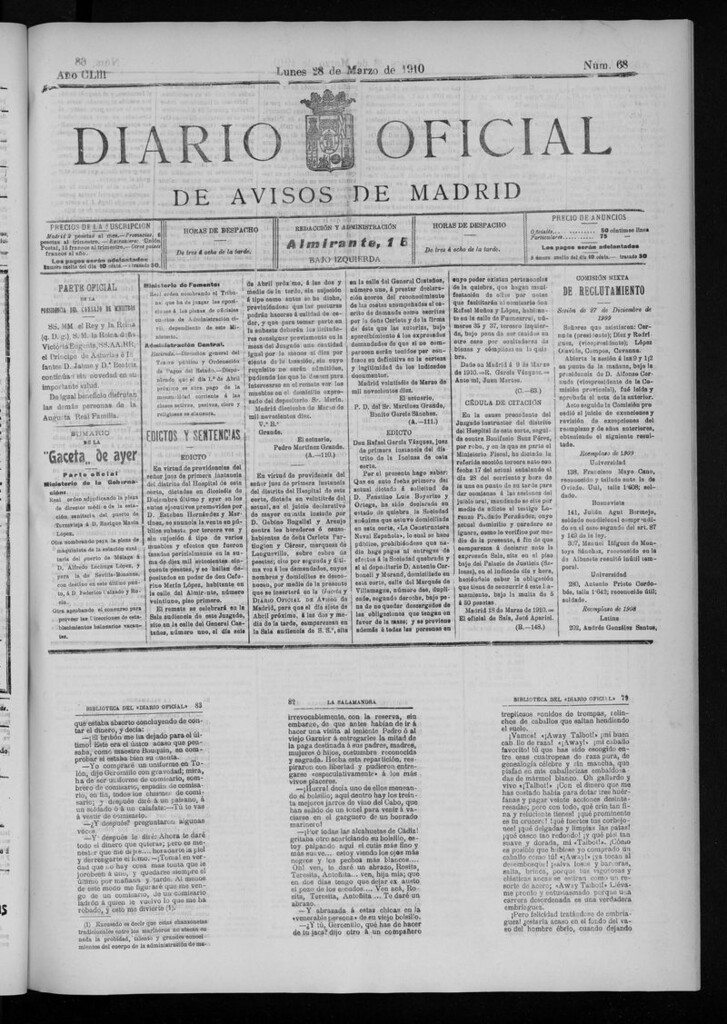 Miniatura de Diario Oficial de Avisos de Madrid del martes 29 de marzo 1910