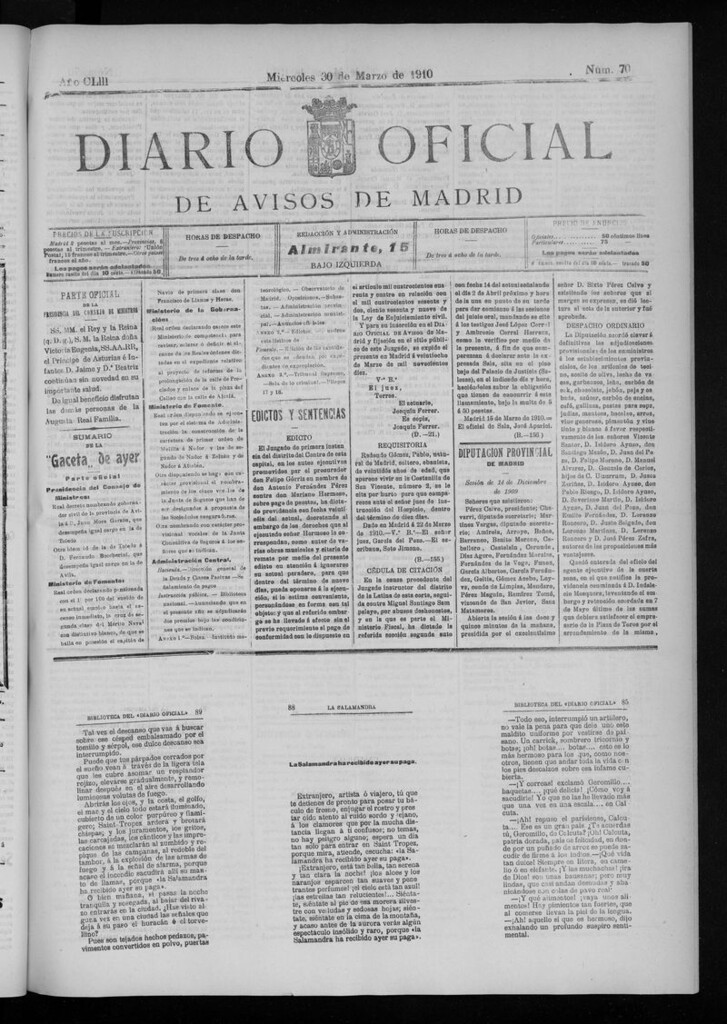Miniatura de Diario Oficial de Avisos de Madrid del miércoles 30 de marzo 1910