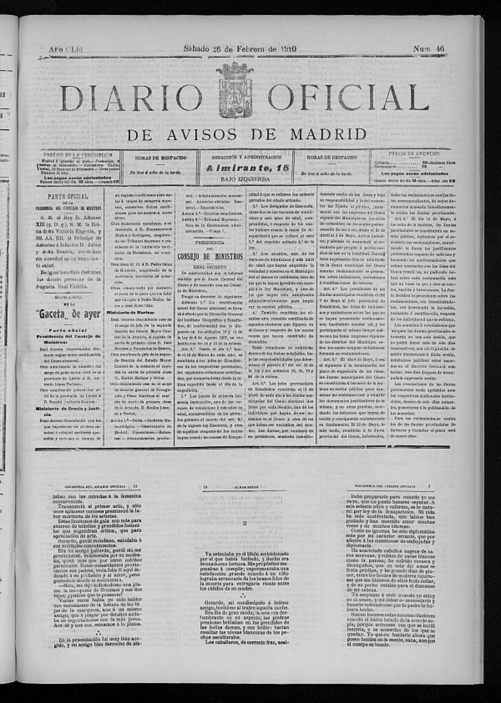 Miniatura de Diario Oficial de Avisos de Madrid del 25 de febrero de 1910