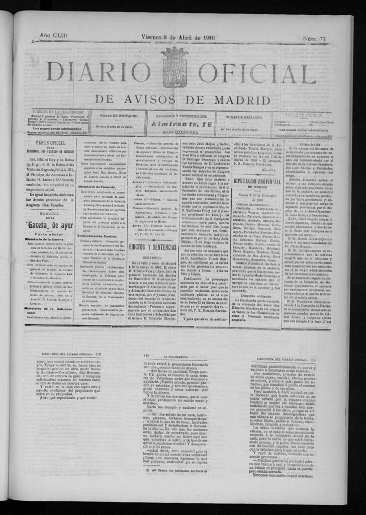 Miniatura de Diario Oficial de Avisos de Madrid del viernes 8 de abril de 1910