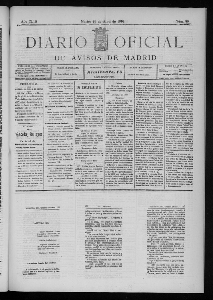 Miniatura de Diario Oficial de Avisos de Madrid del martes 12 de abril de 1910