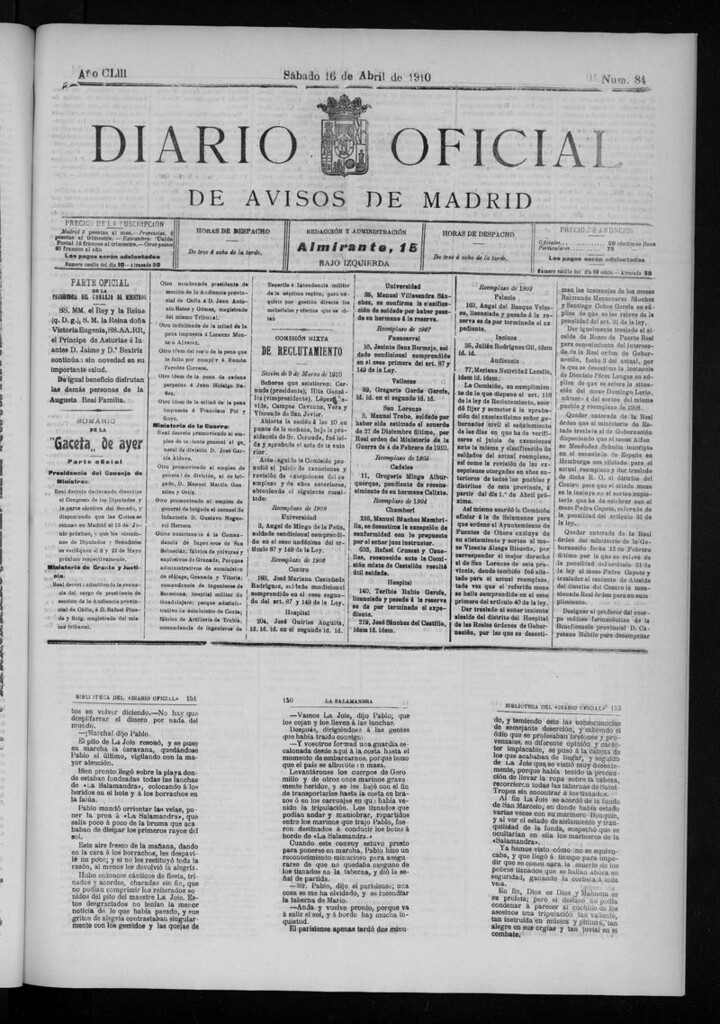 Miniatura de Diario Oficial de Avisos de Madrid del sábado 16 de abril de 1910