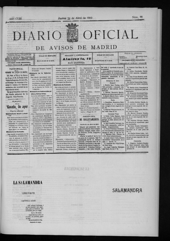 Miniatura de Diario Oficial de Avisos de Madrid del jueves 21 de abril de 1910