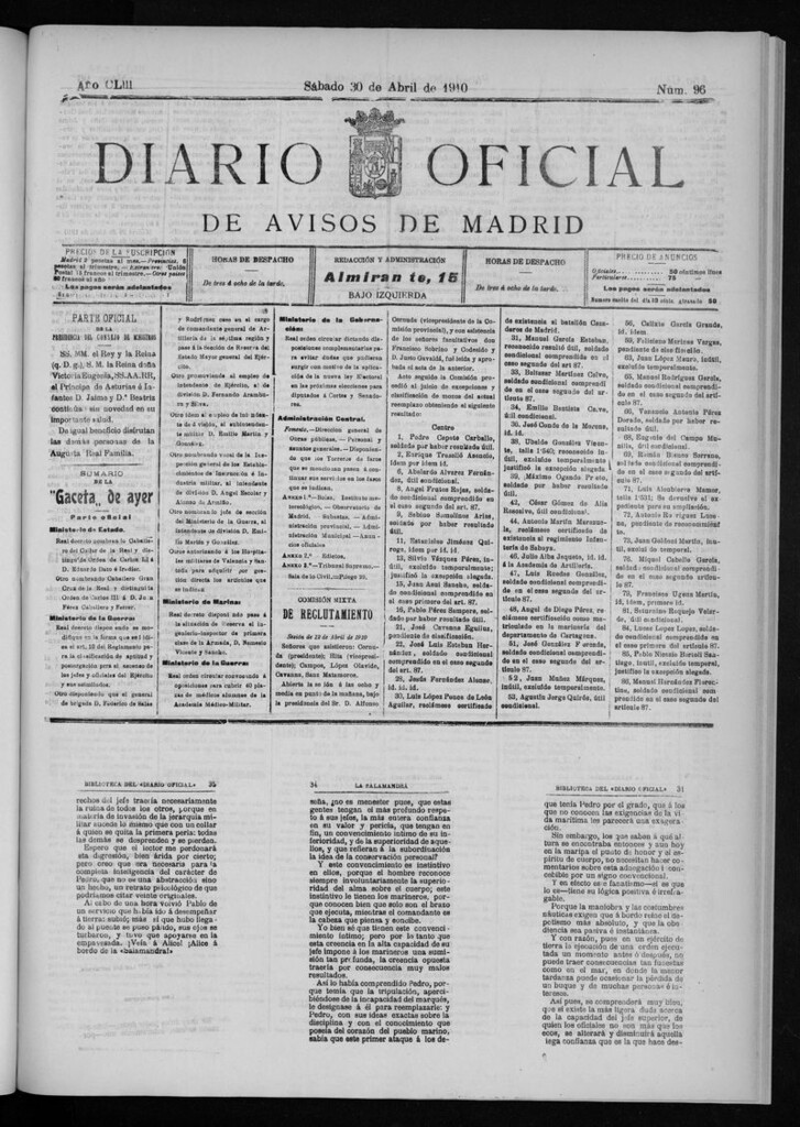 Miniatura de Diario Oficial de Avisos de Madrid del sábado 30 de abril de 1910