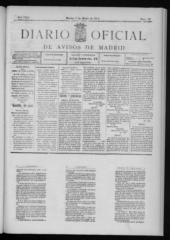 Miniatura de Diario Oficial de Avisos de Madrid del martes 3 de mayo de 1910