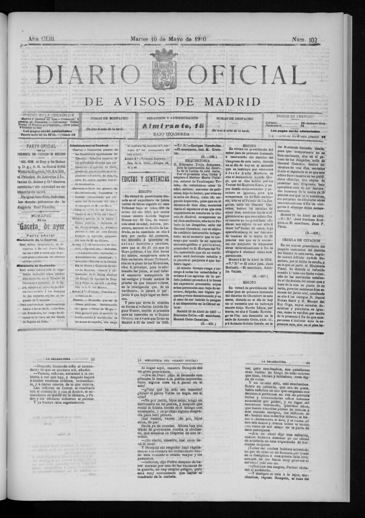 Miniatura de Diario Oficial de Avisos de Madrid del martes 10 de mayo de 1910