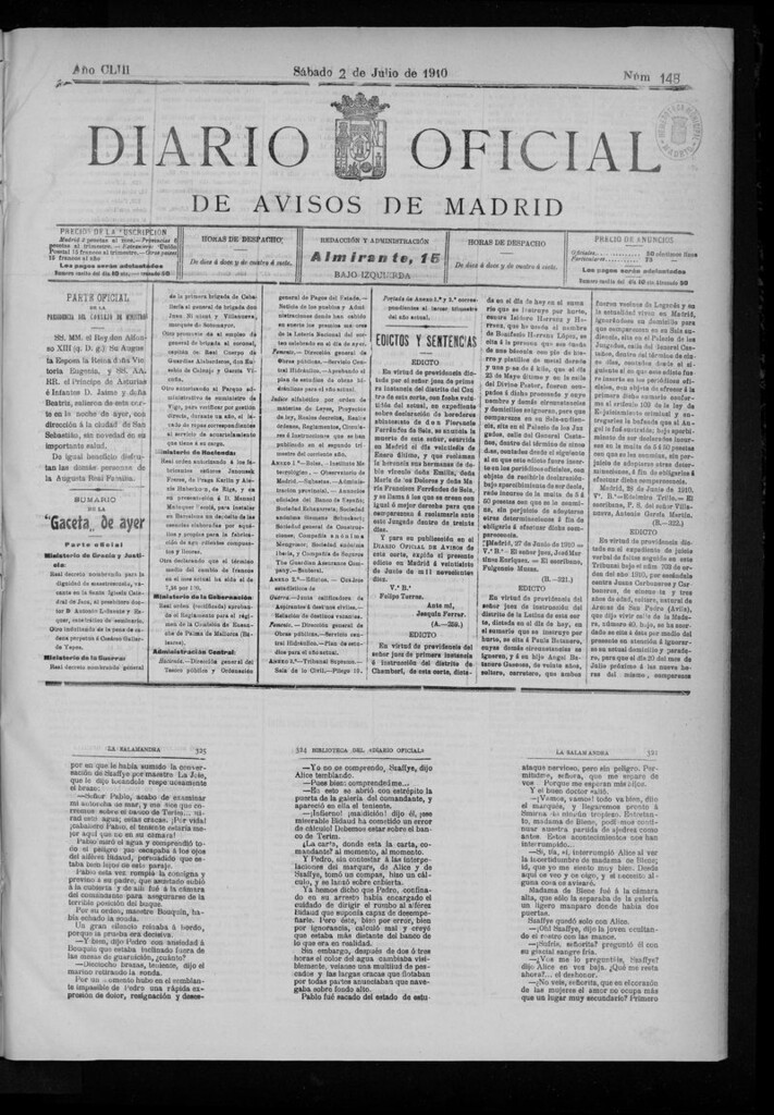 Miniatura de Diario Oficial de Avisos de Madrid del sabado 02 de julio de 1910