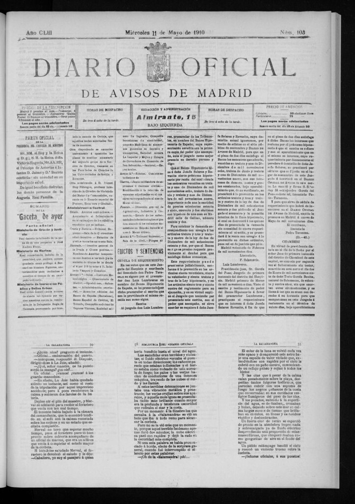 Miniatura de Diario Oficial de Avisos de Madrid del miércoles 11 de mayo de 1910