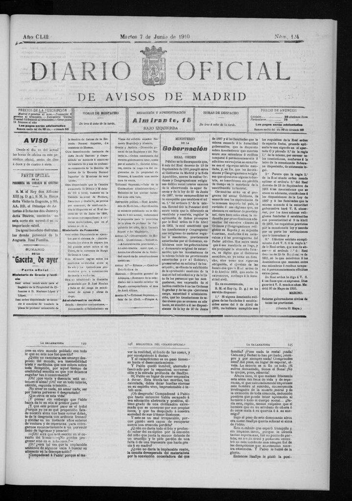 Miniatura de Diario Oficial de Avisos de Madrid del martes 7 de junio de 1910