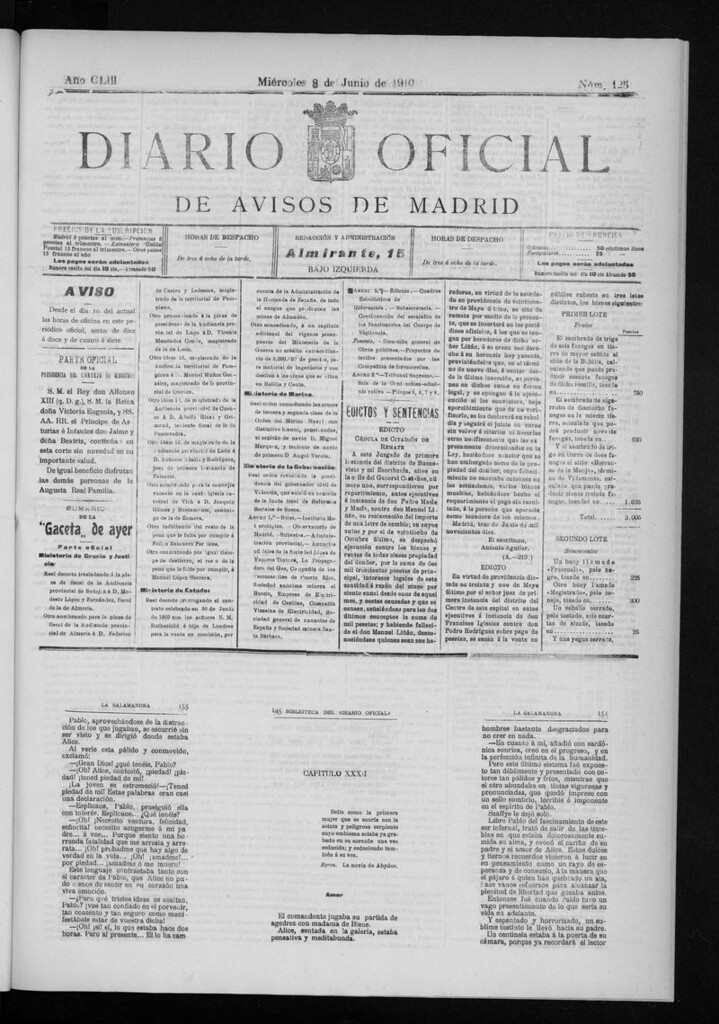 Miniatura de Diario Oficial de Avisos de Madrid del miércoles 8 de junio de 1910
