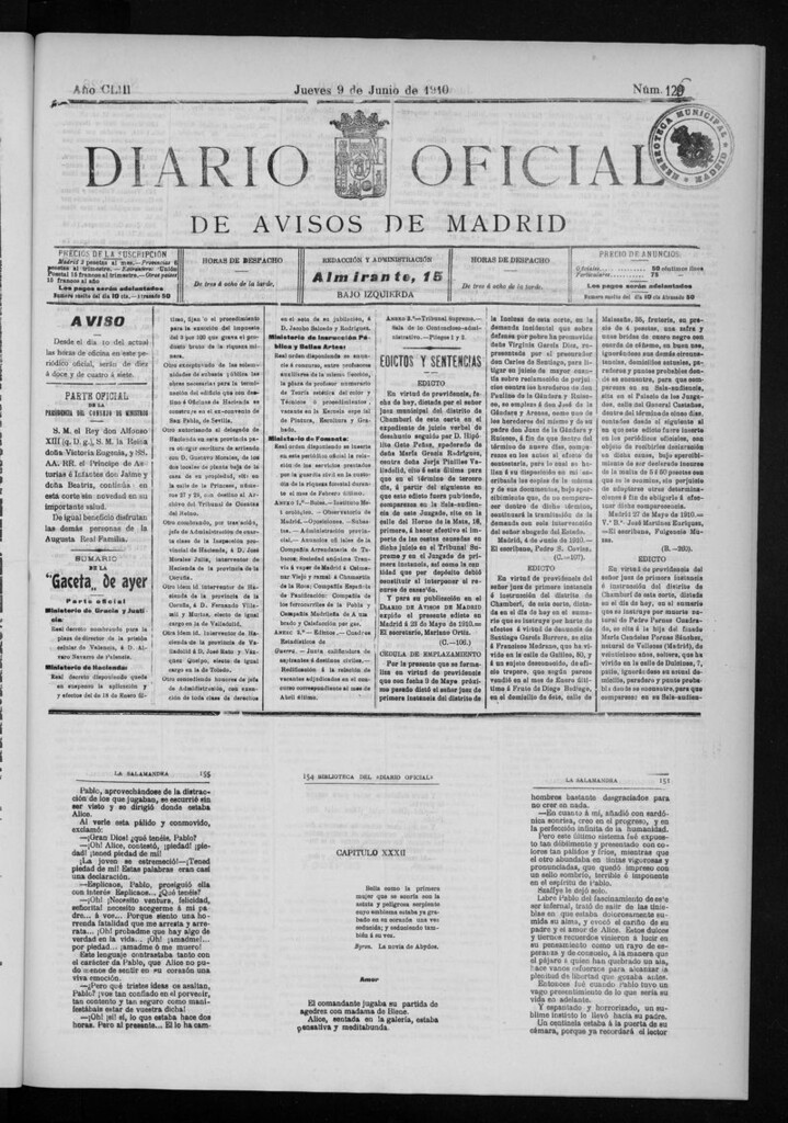 Miniatura de Diario Oficial de Avisos de Madrid del jueves 9 de junio de 1910