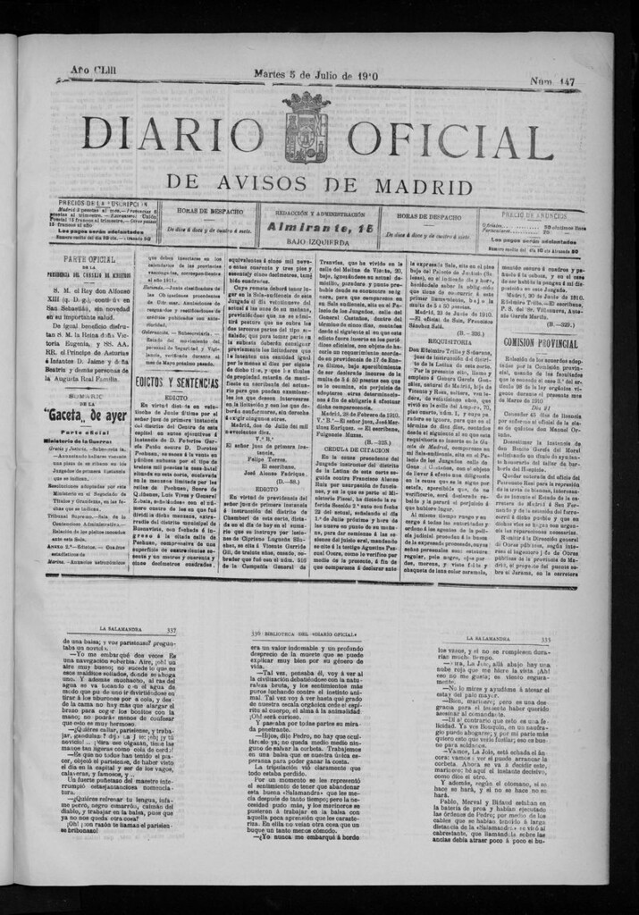Miniatura de Diario Oficial de Avisos de Madrid del martes 05 de julio de 1910