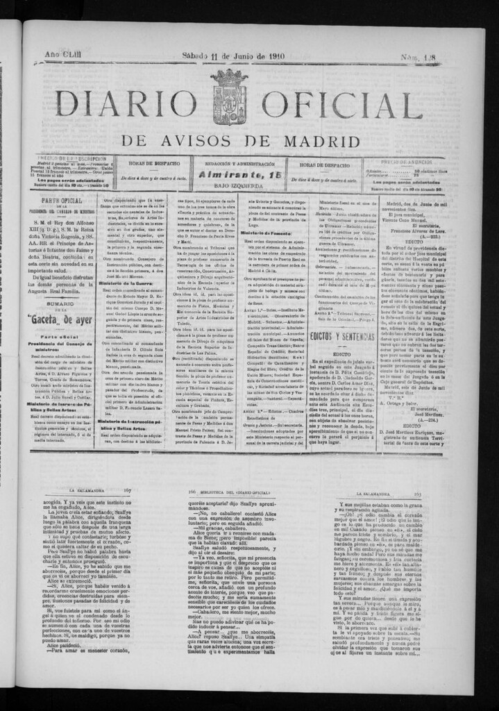 Miniatura de Diario Oficial de Avisos de Madrid del sábado 11 de junio de 1910