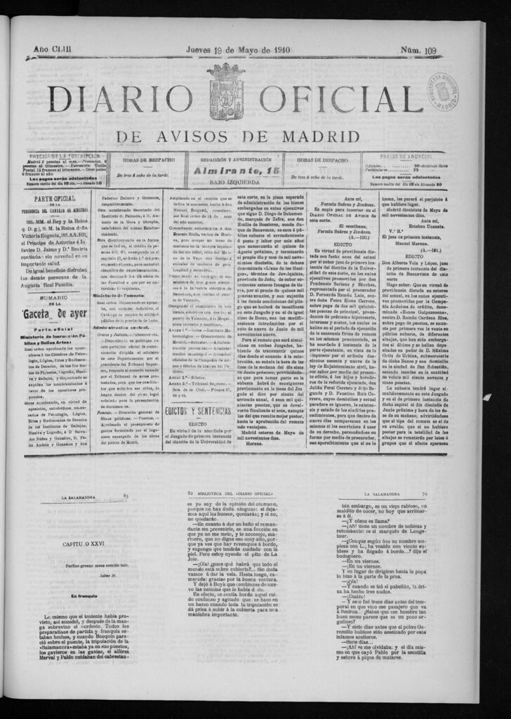 Miniatura de Diario Oficial de Avisos de Madrid del jueves 19 de mayo de 1910