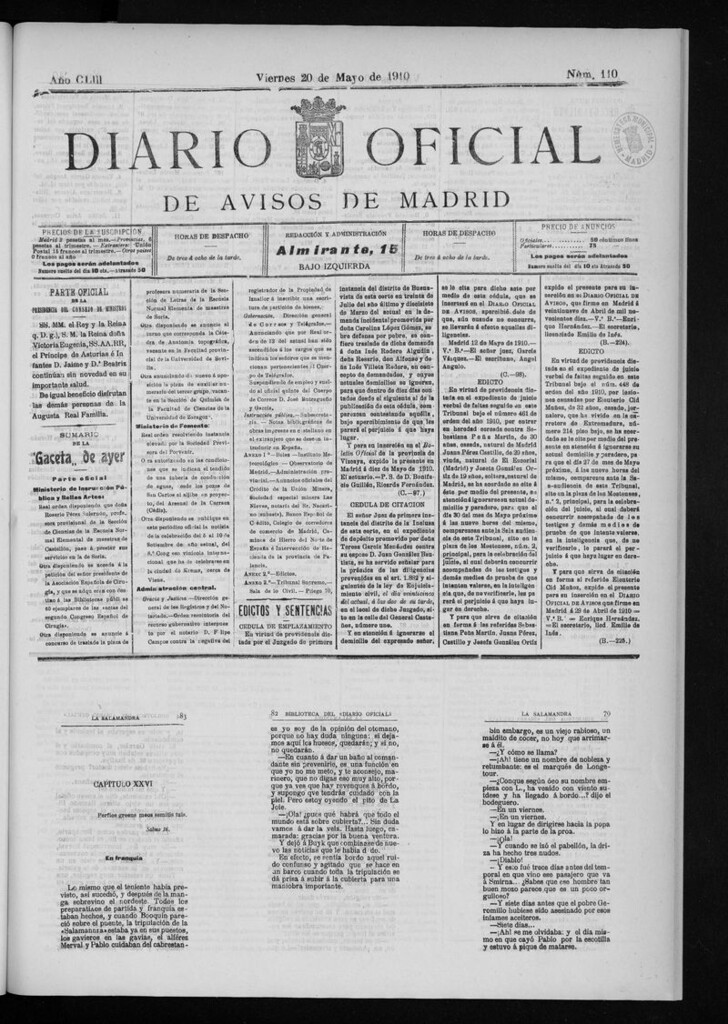 Miniatura de Diario Oficial de Avisos de Madrid del viernes 20 de mayo de 1910