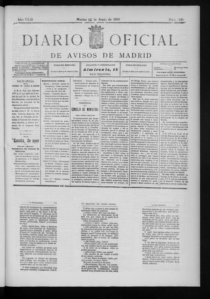 Miniatura de Diario Oficial de Avisos de Madrid del martes 14 de junio de 1910