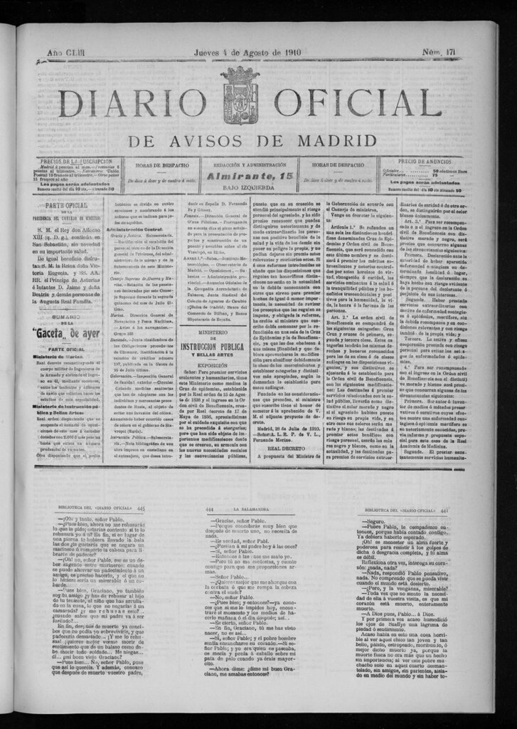 Miniatura de Diario Oficial de Avisos de Madrid del jueves 4 de agosto de 1910