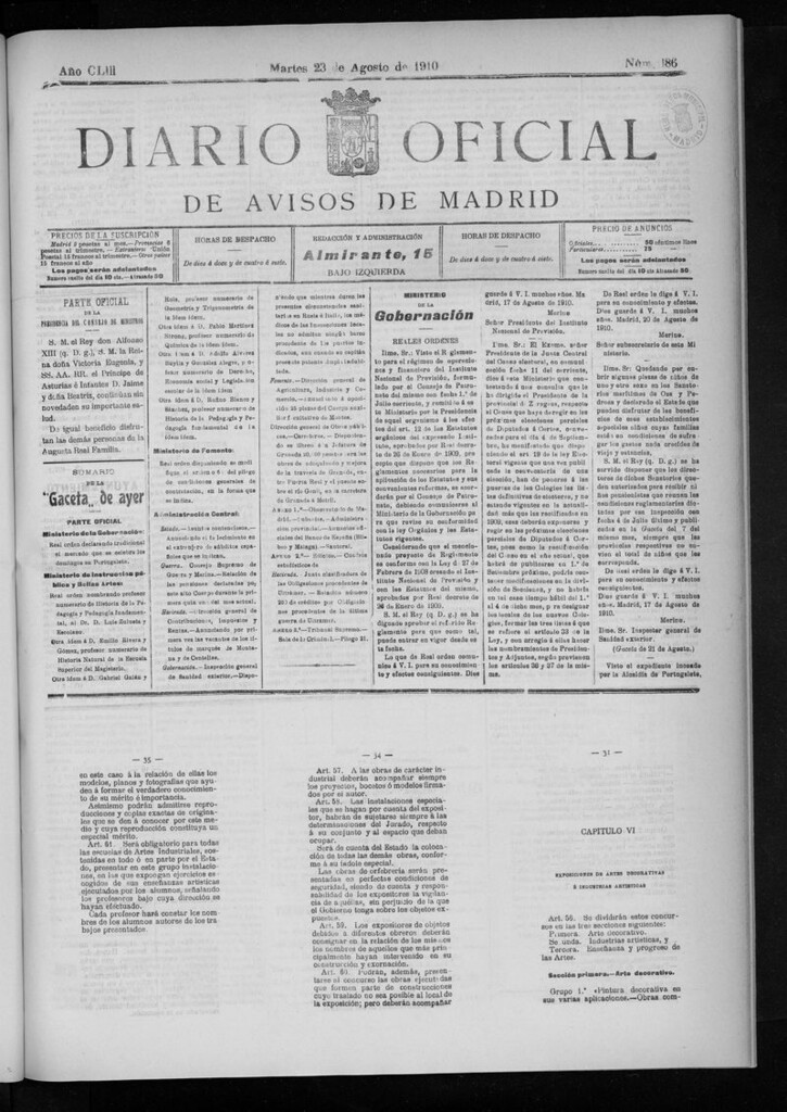 Miniatura de Diario Oficial de Avisos de Madrid del martes 23 de agosto de 1910