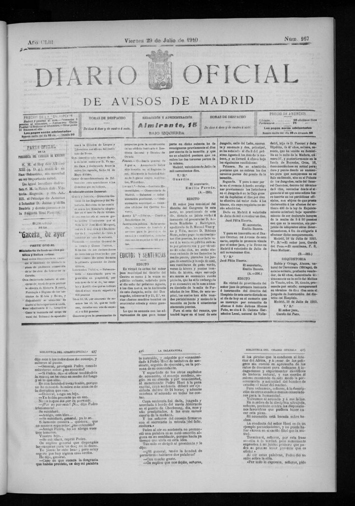 Miniatura de Diario Oficial de Avisos de Madrid del viernes 29 de julio de 1910