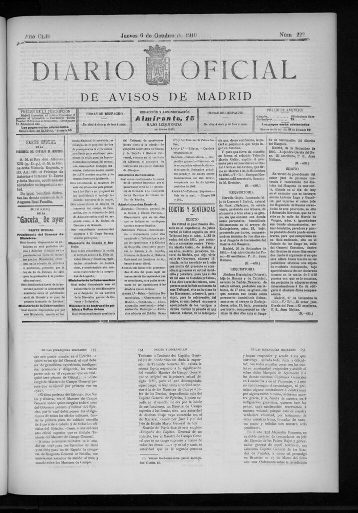 Miniatura de Diario Oficial de Avisos de Madrid del jueves 6 de octubre de 1910