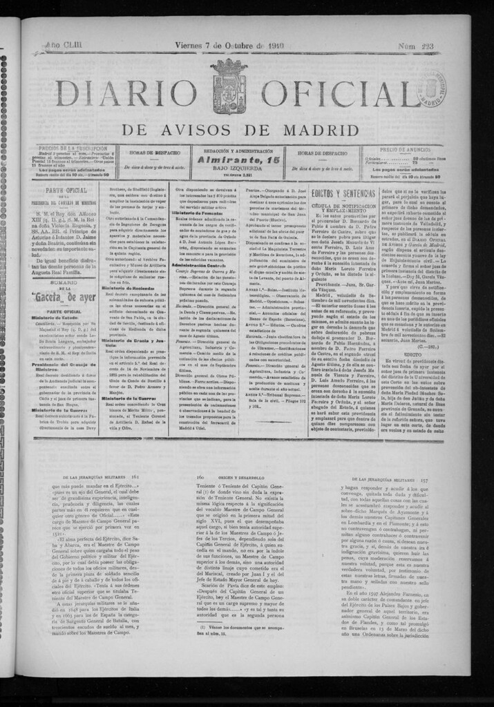Miniatura de Diario Oficial de Avisos de Madrid del viernes 7 de octubre de 1910