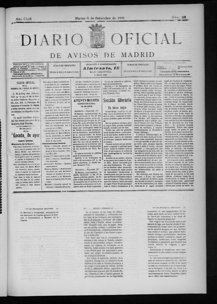 Miniatura de Diario Oficial de Avisos de Madrid del martes 6 de septiembre de 1910
