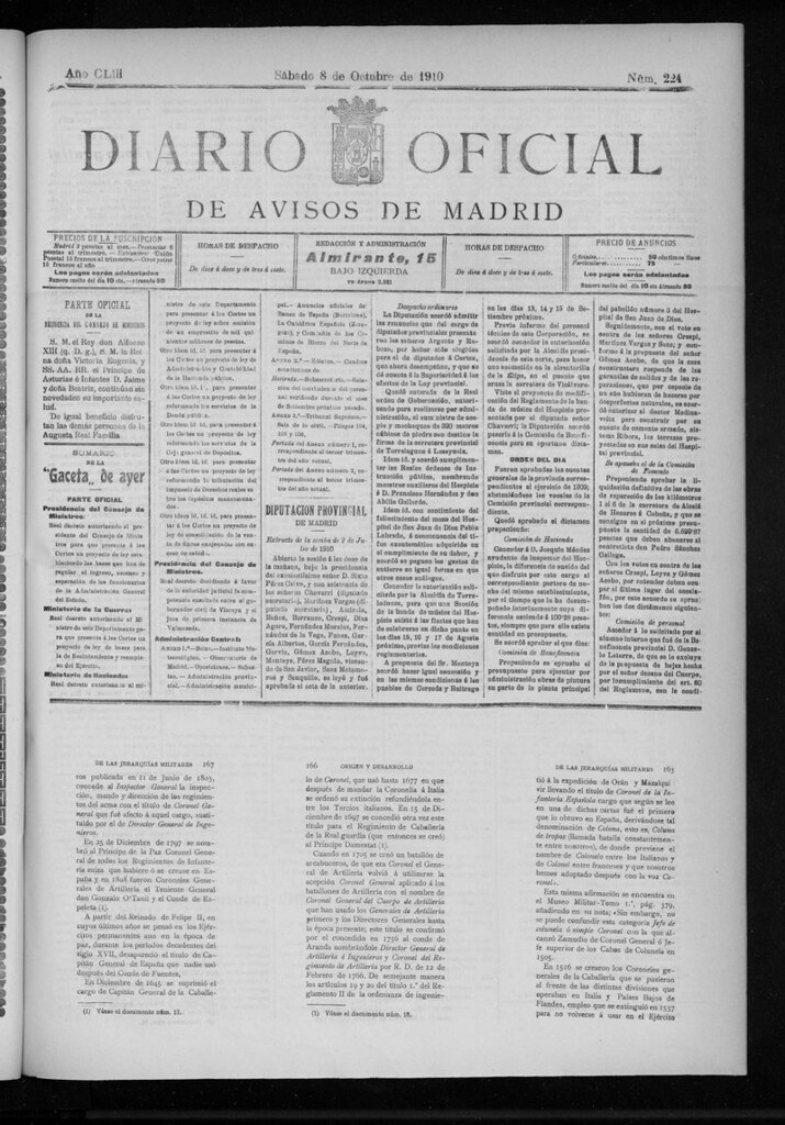 Miniatura de Diario Oficial de Avisos de Madrid del sabado 8 de octubre de 1910