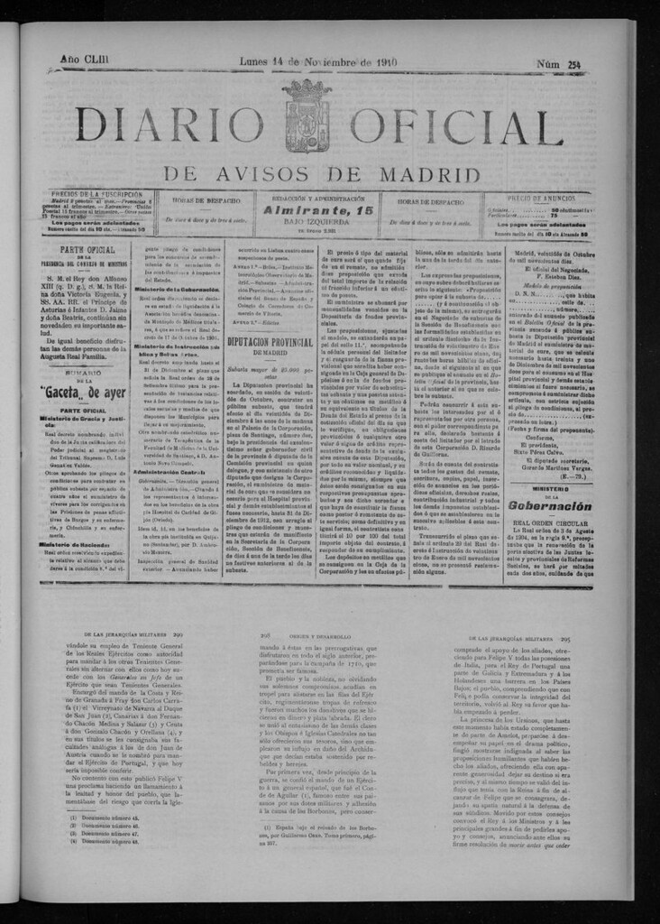 Miniatura de Diario Oficial de Avisos de Madrid del lunes 14 de noviembre de 1910