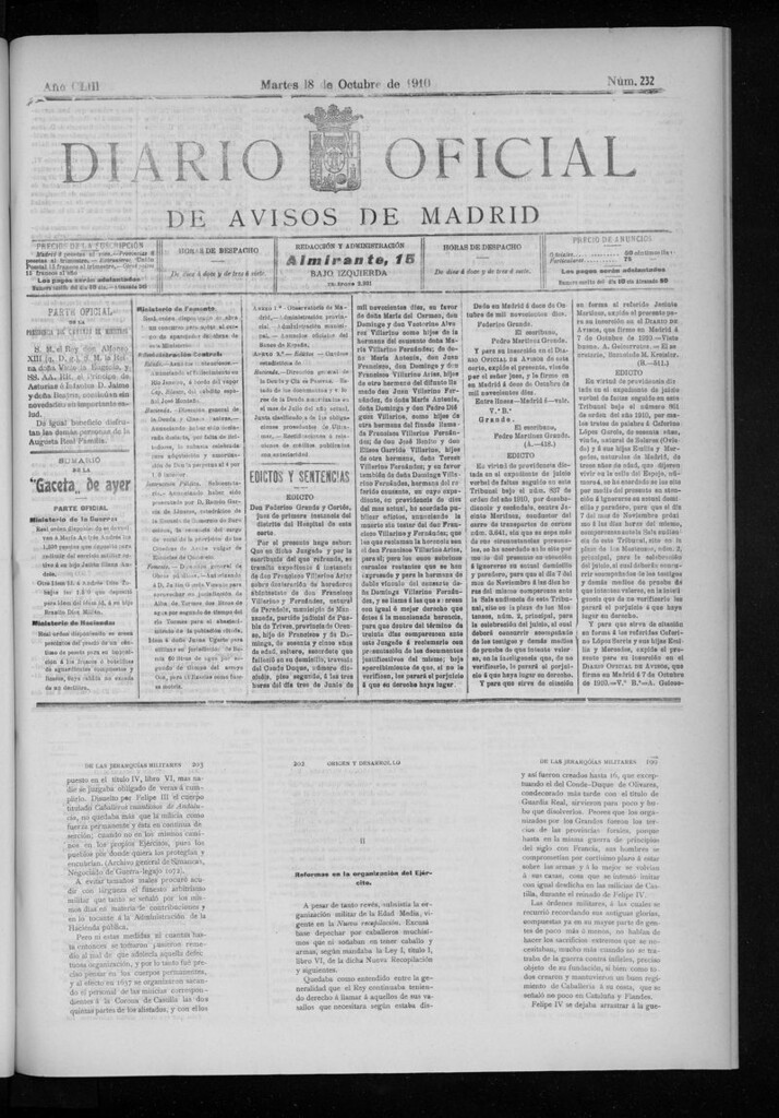 Miniatura de Diario Oficial de Avisos de Madrid del martes 18 de octubre de 1910