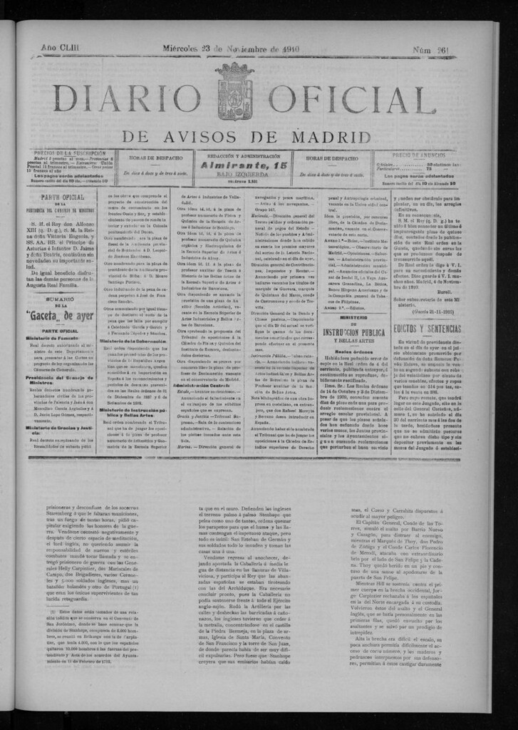 Miniatura de Diario Oficial de Avisos de Madrid del miércoles 23 de noviembre de 1910