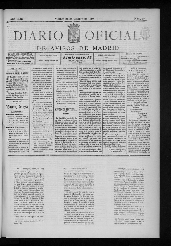 Miniatura de Diario Oficial de Avisos de Madrid del viernes 21 de octubre de 1910