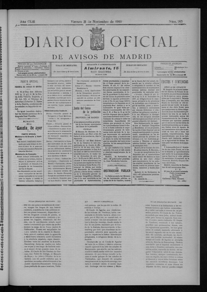 Miniatura de Diario Oficial de Avisos de Madrid del viernes 25 de noviembre de 1910