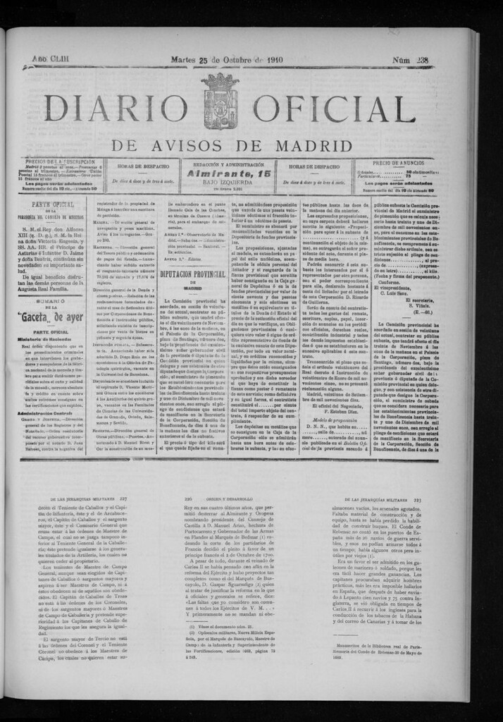Miniatura de Diario Oficial de Avisos de Madrid del martes 25 de octubre de 1910