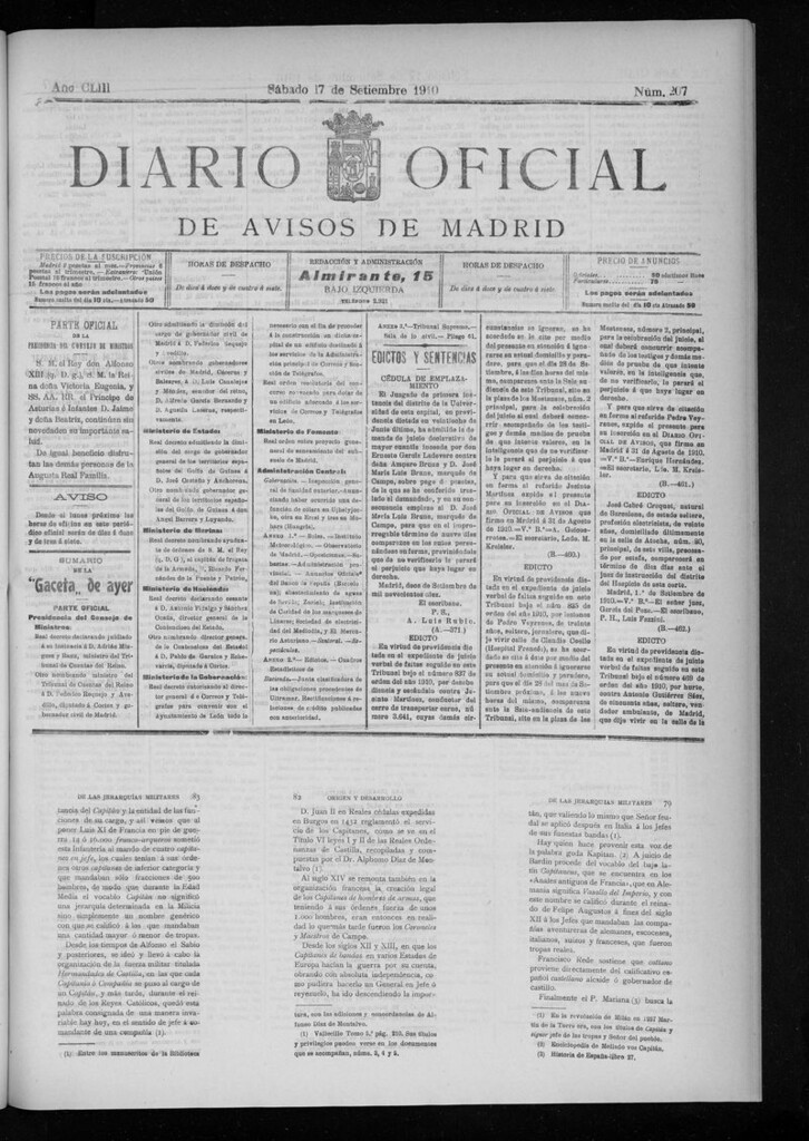 Miniatura de Diario Oficial de Avisos de Madrid del sábado 17 de septiembre de 1910