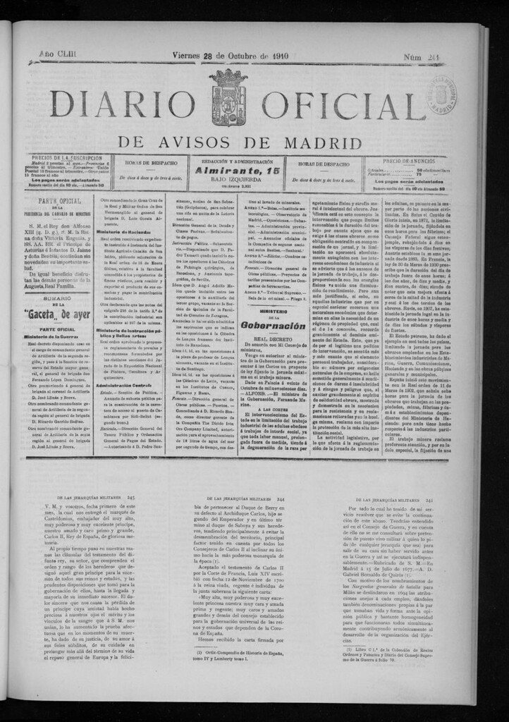 Miniatura de Diario Oficial de Avisos de Madrid del viernes 28 de octubre de 1910