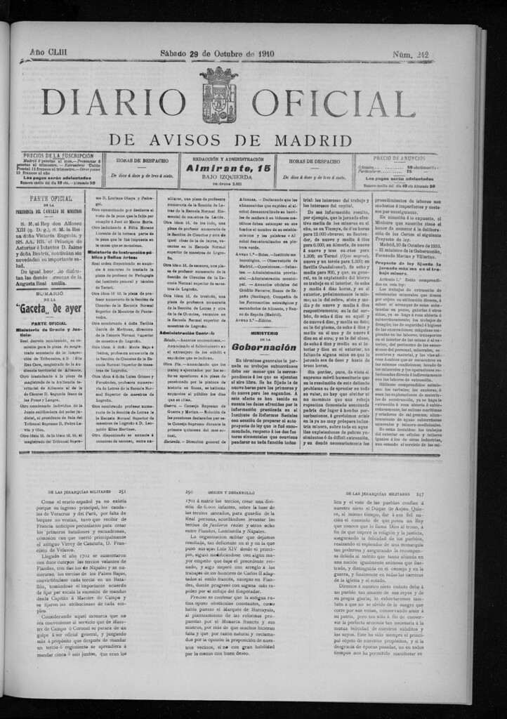 Miniatura de Diario Oficial de Avisos de Madrid del sabado 29 de octubre de 1910