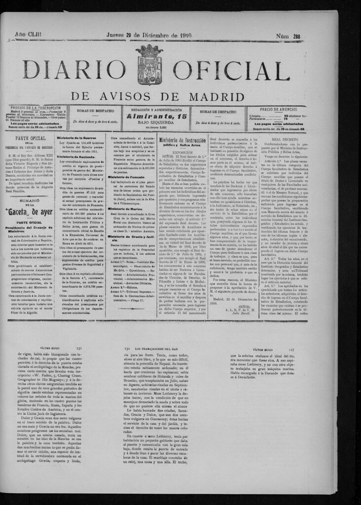 Miniatura de Diario Oficial de Avisos de Madrid del jueves 29 de diciembre de 1910